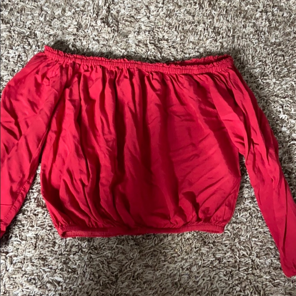 Off the shoulder red brandy Melville shirt